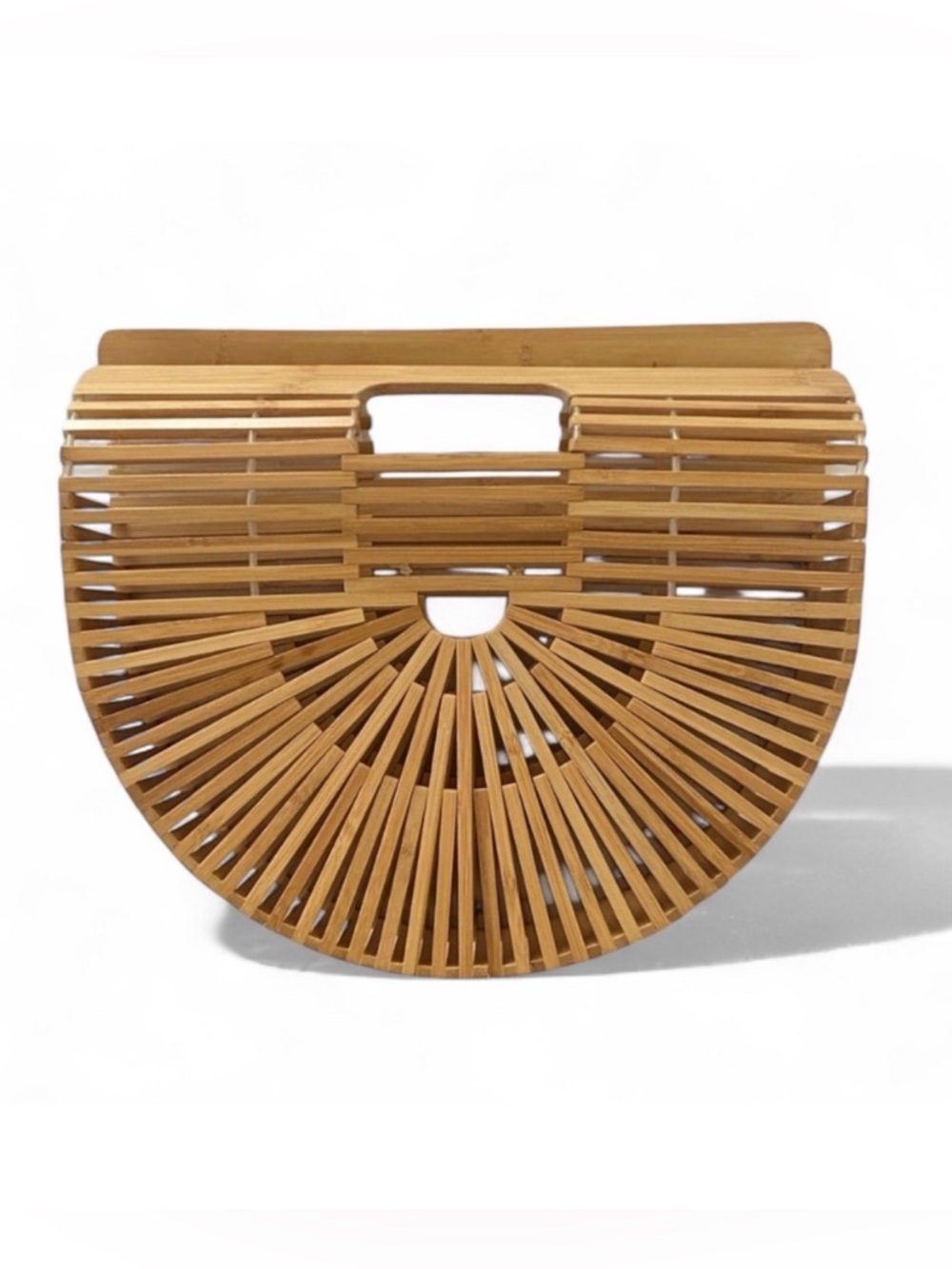 Bamboo Half Moon Bag Cult Gaia Inspired Wooden Top Handle Summer Purse